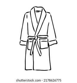 Bath robe, robe for the shower, bathrobe, doodle style, sketch illustration, hand drawn, vector