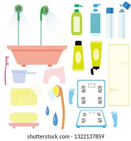 Bath room tools illustration.(icon set)
