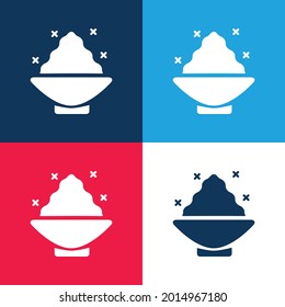 Conjunto de iconos mínimo de cuatro colores azul y rojo de la Sal de baño