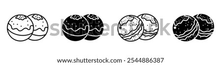 Bath salts bomb icon collection in black and white filled and solid vector style.