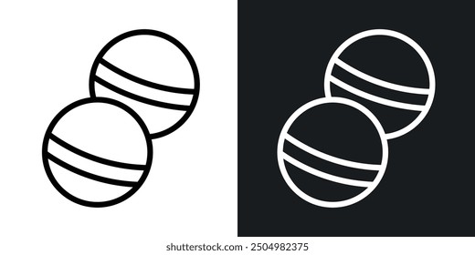Bath salts bomb vector icon set black and white filled and outlined style.