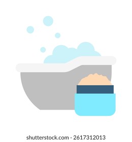 Bath Salts flat color, mini illustration icon, related to relaxation, spa, wellness and more. Vector EPS 10 for modern concept, print, UI, UX kit, web and app development