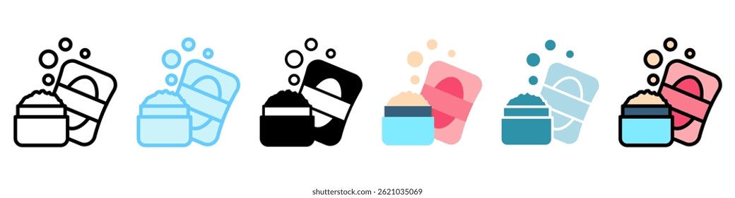 Bath Salts multi style, mini illustration icon, related to relaxation, spa, wellness and more. Vector EPS 10 for modern concept, print, UI, UX kit, web and app development