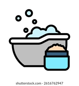 Bath Salts outline color, mini illustration icon, related to relaxation, spa, wellness and more. Vector EPS 10 for modern concept, print, UI, UX kit, web and app development