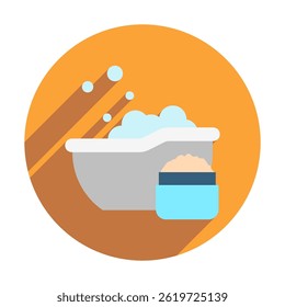 Bath Salts rounded flat color, mini illustration icon, related to relaxation, spa, wellness and more. Vector EPS 10 for modern concept, print, UI, UX kit, web and app development