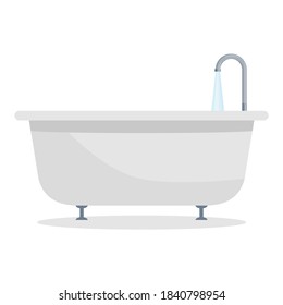 Bath. Sanitary and technical enameled device used for household purposes and personal hygiene. Vector illustration isolated on a white background for design and web.