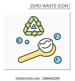 Bath scrubber color icon. Natural bath brush. Recycling sign. Concept of ecology friendly zero waste body care product. Isolated vector illustration