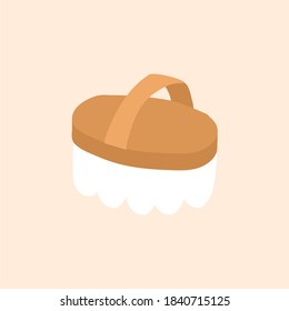 Bath Shower brushes hygge Tools. Flat vector illustration.