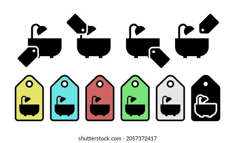 Baño con icono vector de glifo de ducha en la ilustración de conjunto de etiquetas para ui y ux, sitio web o aplicación móvil