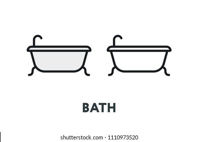 Bath Shower Hygiene. Interior Furniture Concept. Minimal Color Flat Line Outline Stroke Icon.
