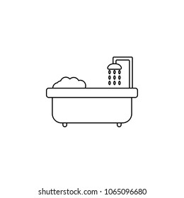 bath with shower icon. Element of furniture for mobile concept and web apps. Thin line  icon for website design and development, app development. Premium icon on white background