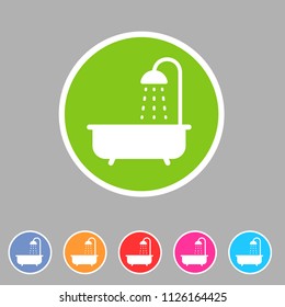 Bath shower icon flat web sign symbol logo label