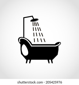Bath with shower Icon Isolated on White Background