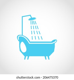Bath with shower Icon Isolated on White Background