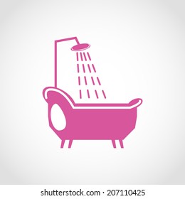 Bath with shower Icon Isolated on White Background