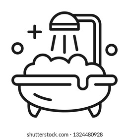 Bath with shower icon. Line style