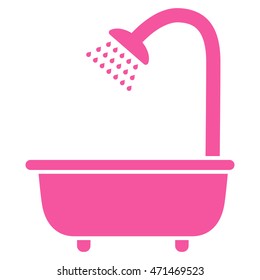 Bath Shower icon. Vector style is flat iconic symbol with rounded angles, pink color, white background.