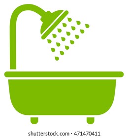 Bath Shower icon. Vector style is flat iconic symbol with rounded angles, eco green color, white background.