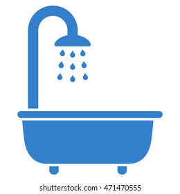 Bath Shower icon. Vector style is flat iconic symbol with rounded angles, cobalt color, white background.