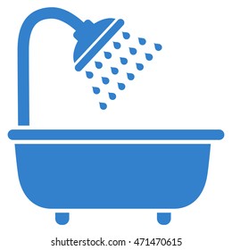 Bath Shower icon. Vector style is flat iconic symbol with rounded angles, cobalt color, white background.