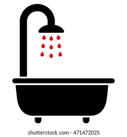 Bath Shower icon. Vector style is bicolor flat iconic symbol with rounded angles, intensive red and black colors, white background.