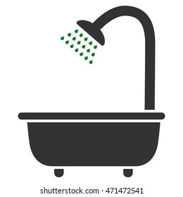 Bath Shower icon. Vector style is bicolor flat iconic symbol with rounded angles, green and gray colors, white background.