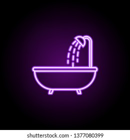 bath with shower neon icon. Elements of web set. Simple icon for websites, web design, mobile app, info graphics