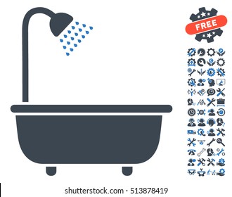 Bath Shower pictograph with bonus options clip art. Vector illustration style is flat iconic smooth blue symbols on white background.