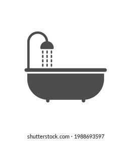 bath shower silhouette vector icon isolated on white background. bathtub with shower furniture icon for web, mobile apps, ui design and print