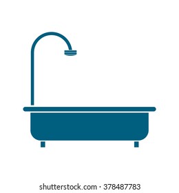 Bath and shower. Vector icon blue
