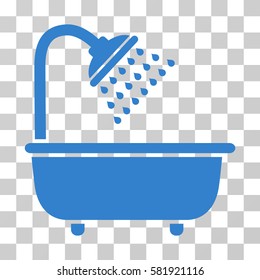 Bath Shower vector icon. Illustration style is a flat iconic cobalt symbol on a transparent background.