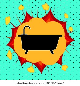 Bath sign, pop art explosion, vector illustration
