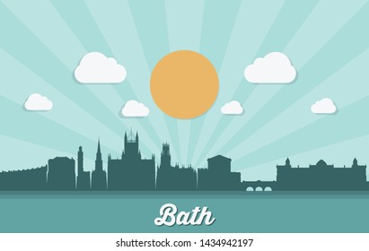 Bath skyline, Somerset, England, United Kingdom, UK, Great Britain - vector illustration