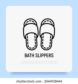 Bath slippers thin line icon. Modern vector illustration of flip-flop shoes.