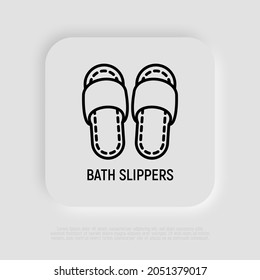 Bath slippers thin line icon. Modern vector illustration of flip-flop shoes.