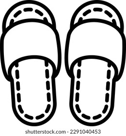 Bath slippers thin line icon. Modern vector illustration of flip-flop shoes.