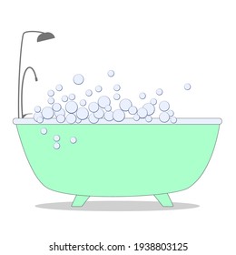 Bath with soap bubbles on a white background. Isolated vector image on white background. Clipart.