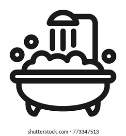Bath with soap foam icon