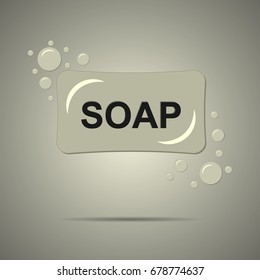 Bath soap icon in flat style, black and white colors