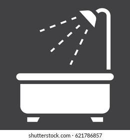 Bath solid icon, Furniture and interior element, vector graphics, a filled pattern on a black background, eps 10.
