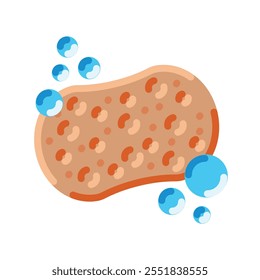 Badeschwamm mit Blasen Körperpflege Emoji Symbol auf weißem Hintergrund