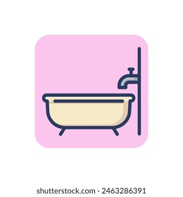 Bath and tap line icon. Bathroom, water, cleaning outline sign. Plumbing and equipment concept. Vector illustration for web design and apps