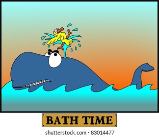 Bath time, a cheeky seagull takes advantage of a passing whale