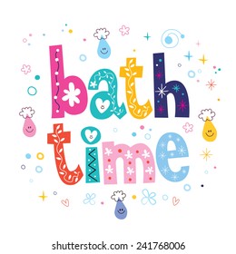 Bath time decorative lettering type design