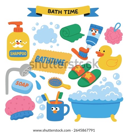 Bath time Item Illustration Set