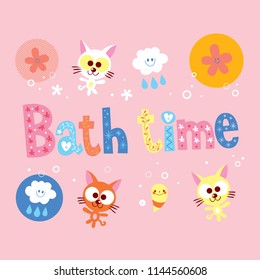 Bath time - kids design with cute kittens