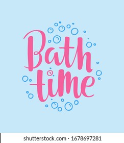 Bath time vector text, hand drawn lettering