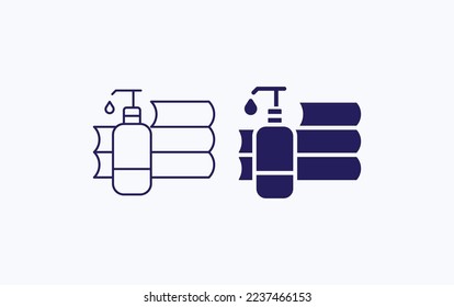 icono de ilustración de la toalla de baño y del vector de lavado manual