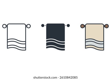 bath towel icons isolated on White Background. Flat style design