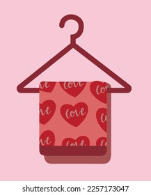 Toalla de baño Patrón de corazón de amor cuelga en una colgante